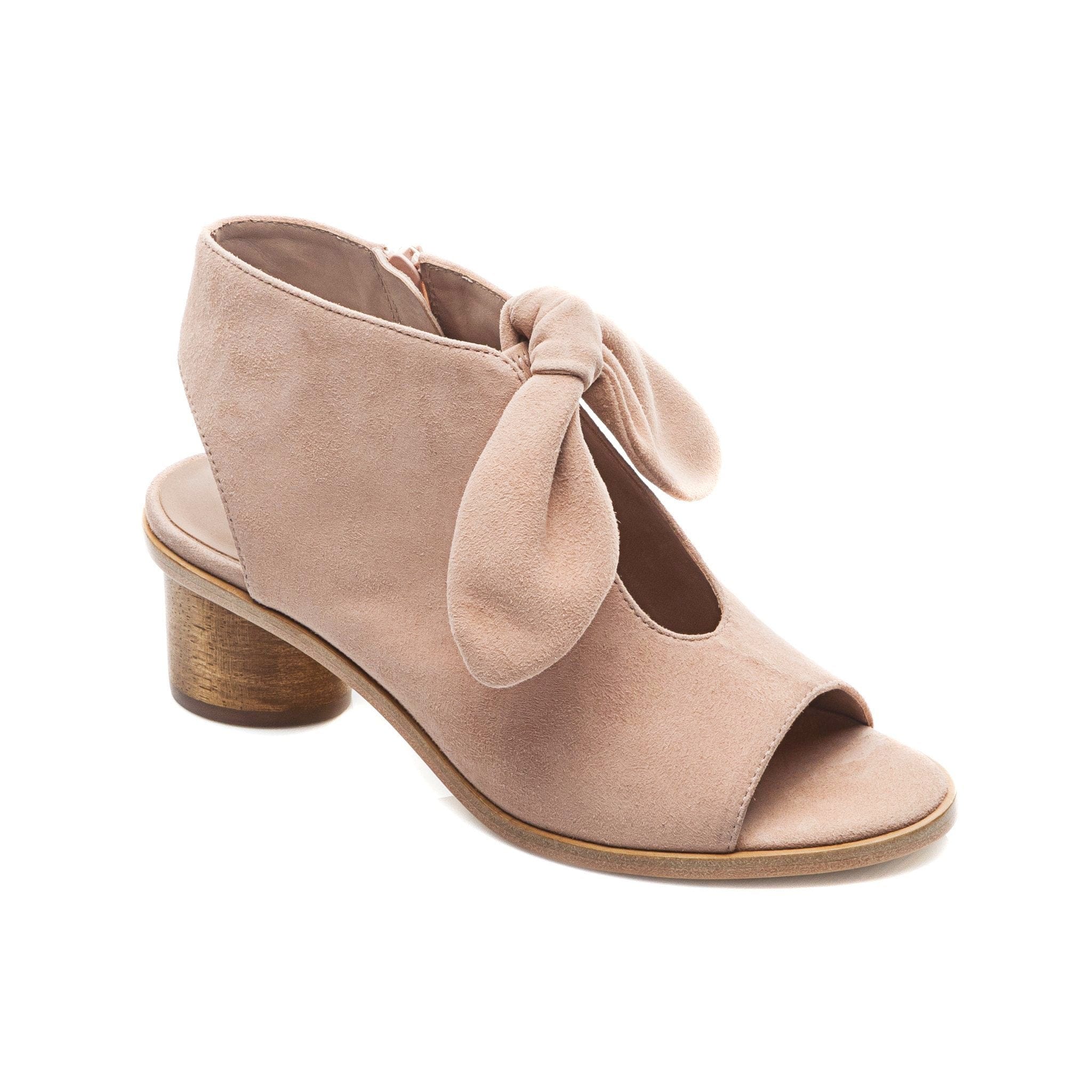 Luna Wooden Heel Sandal in Blush Suede 