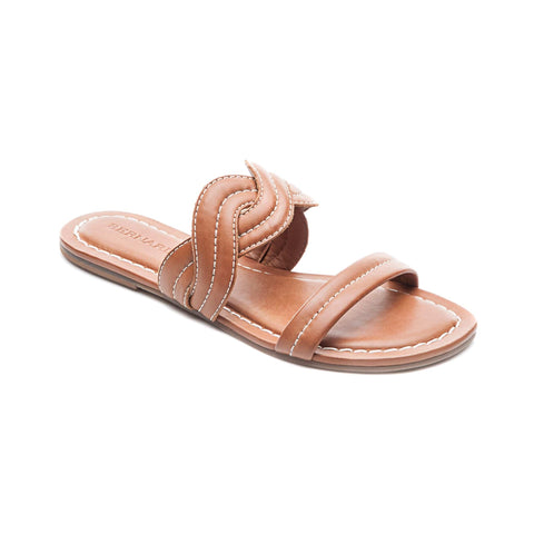 Miami Double-Strap Knot Thong Sandal in Luggage Brown Leather ...