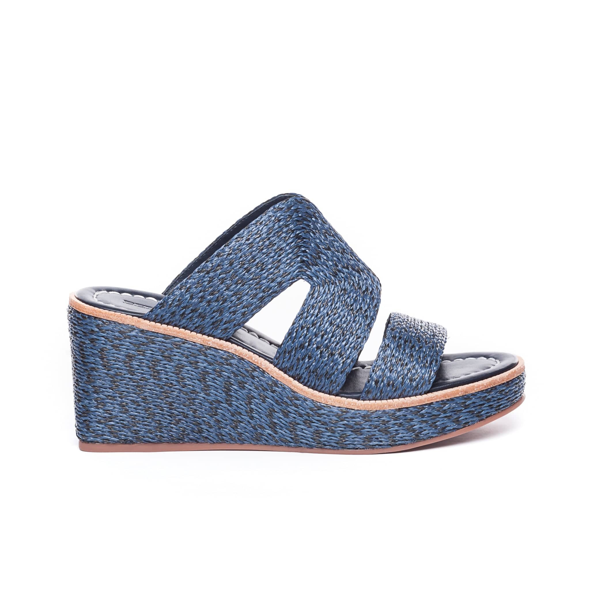 Kaia Wedge Sandal in Navy/Black Multi 