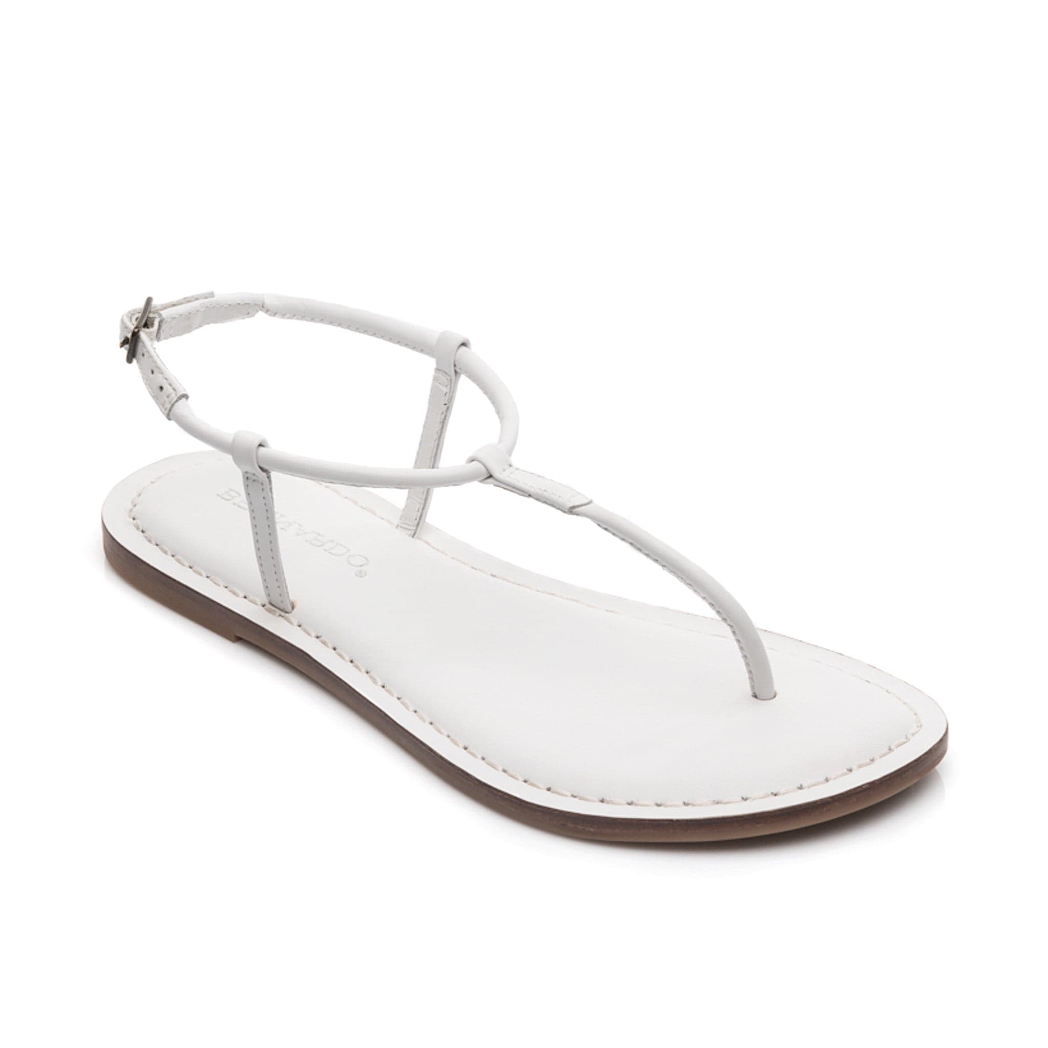 Lilly Leather T-Strap Sandal in White 