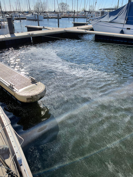 Boat antifreeze spill in water