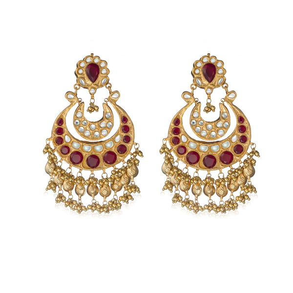 Kundan Karan Phool Earrings - Vatika Jewellers - 10085