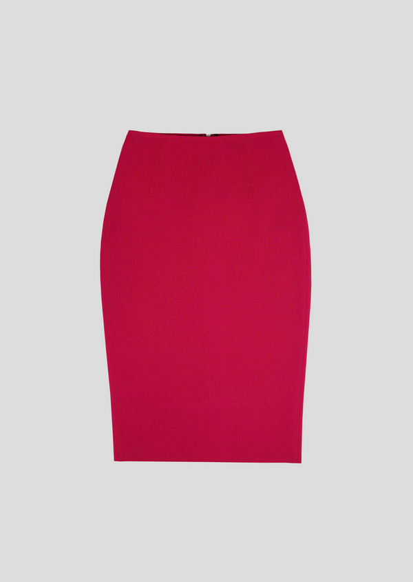 Shop Milano Knit, Slit White Pencil Skirt with Contrast Piping