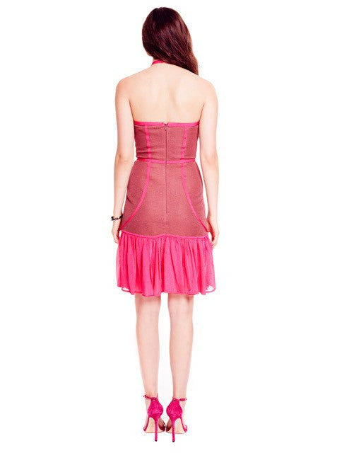Lisette - Pique Knit Halter, Mauve and Fuchsia Pink Dress