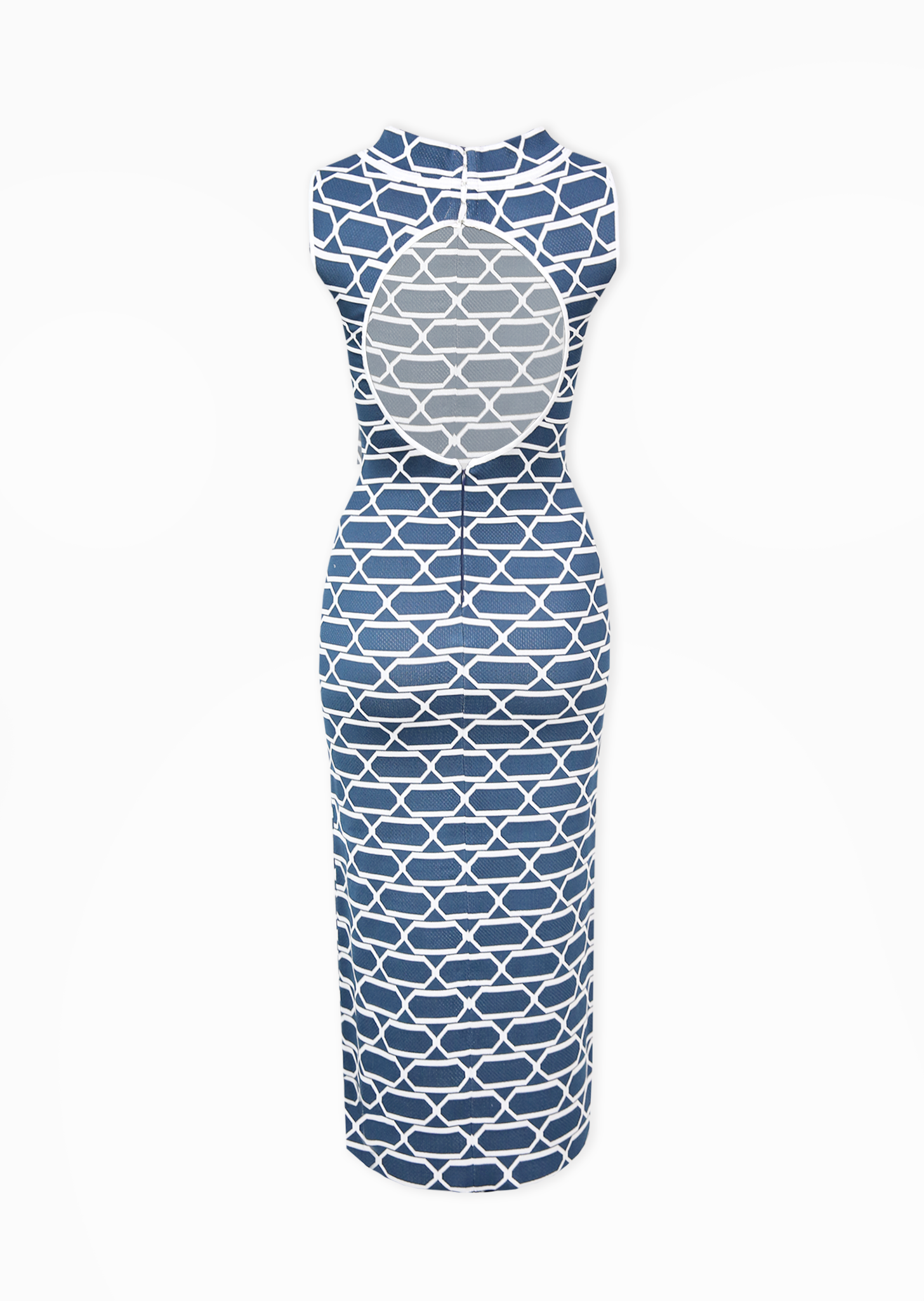 *PRE-ORDER* Madeleine   Geometric Pattern Pencil Dress with Open Back