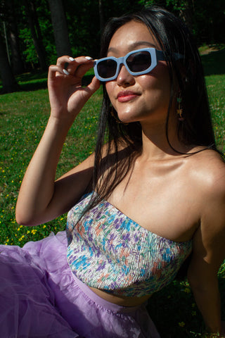 SUNNY ANABEL IN BLUE GLASSES AND TULLE PURPLE SKIRT