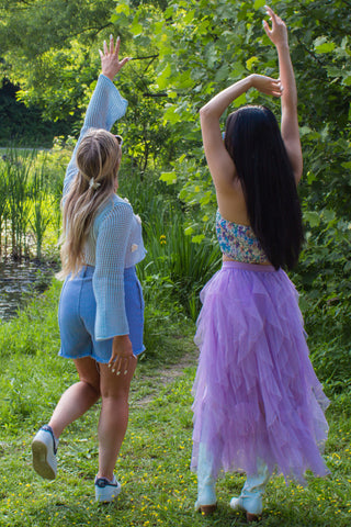 Cute gals dancing in Molly Green outfits ready for their next festival 