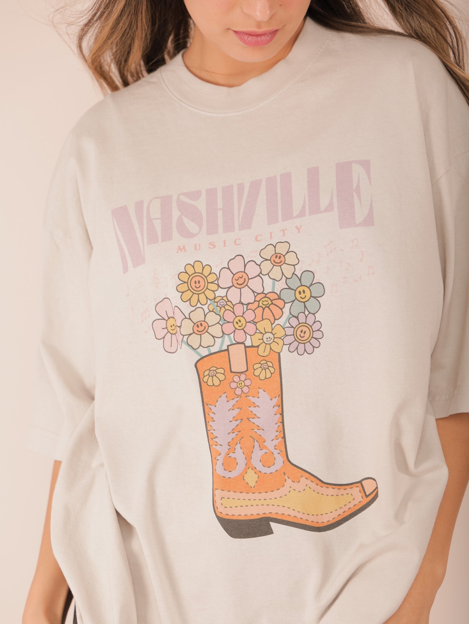 Nashville Music City Colorful Tee Oversized, Vintage, Comfy