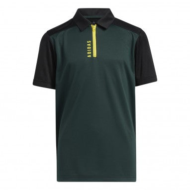 adidas Boys Zip Golf Polo Shirt - Green