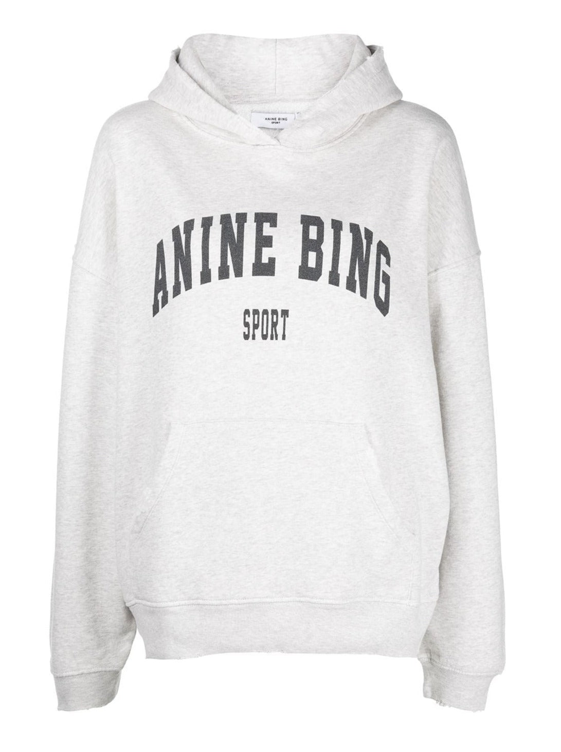 Anine Bing Harvey logo print cotton hoodie dark washed black