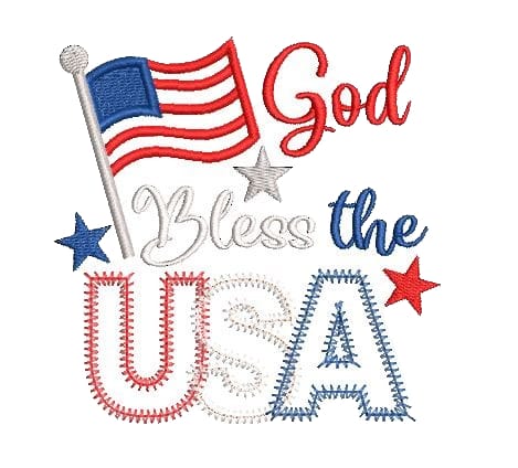 God Bless the USA Embroidery Design