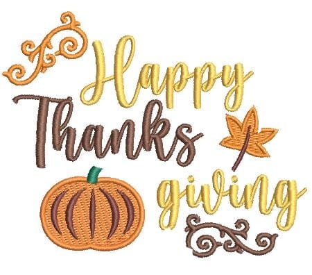 Happy Thanksgiving Embroidery Design