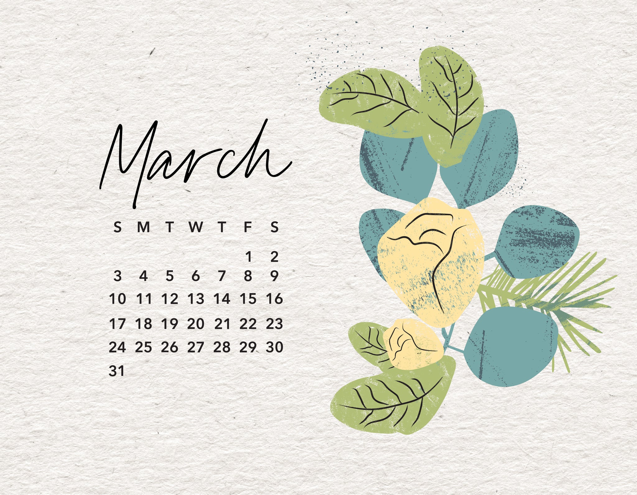 Free March 2019 Calendar Wallpaper