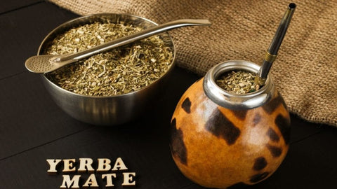 Yerba mate in bowl and in gourd