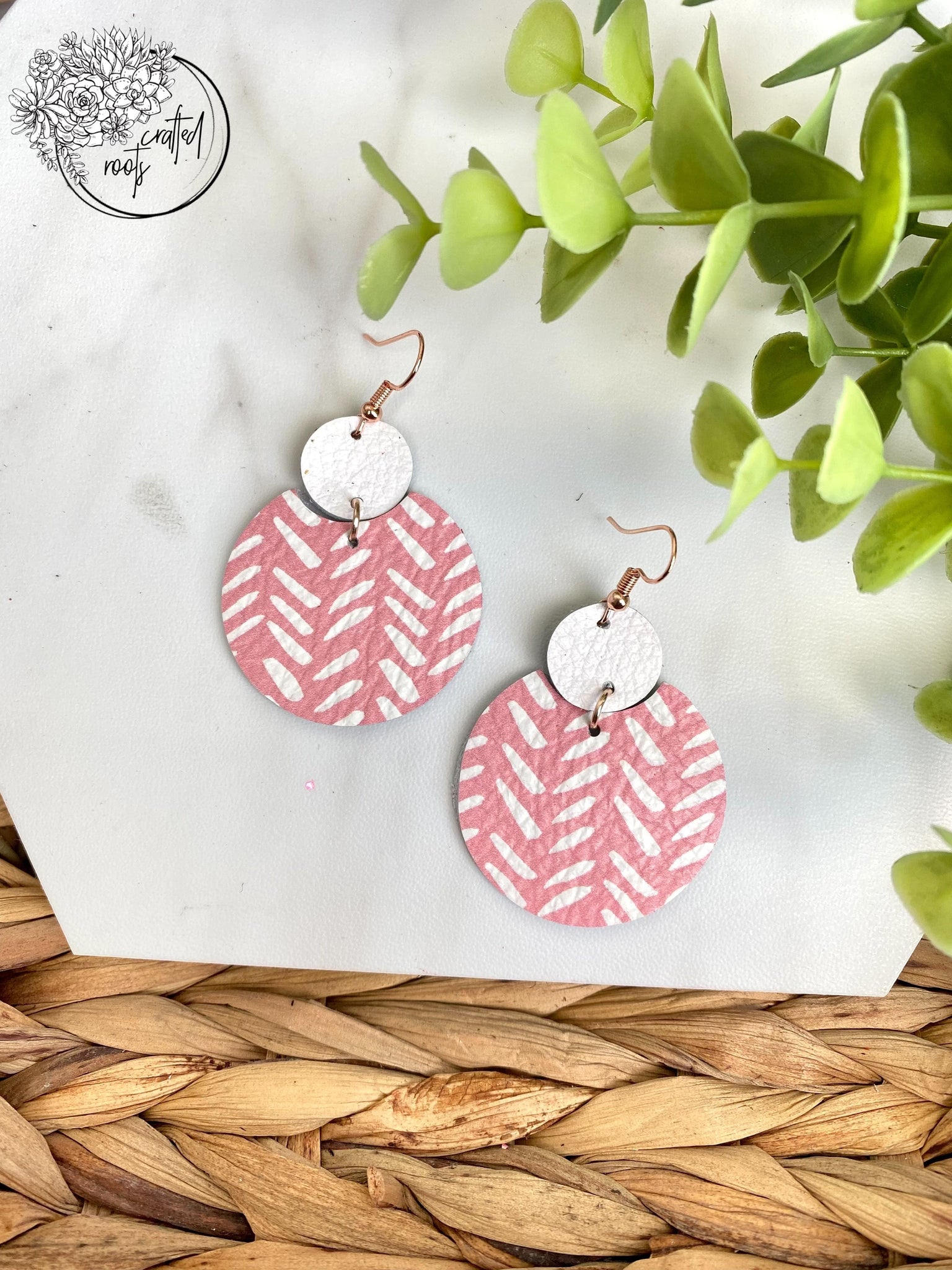 chevron leather earrings