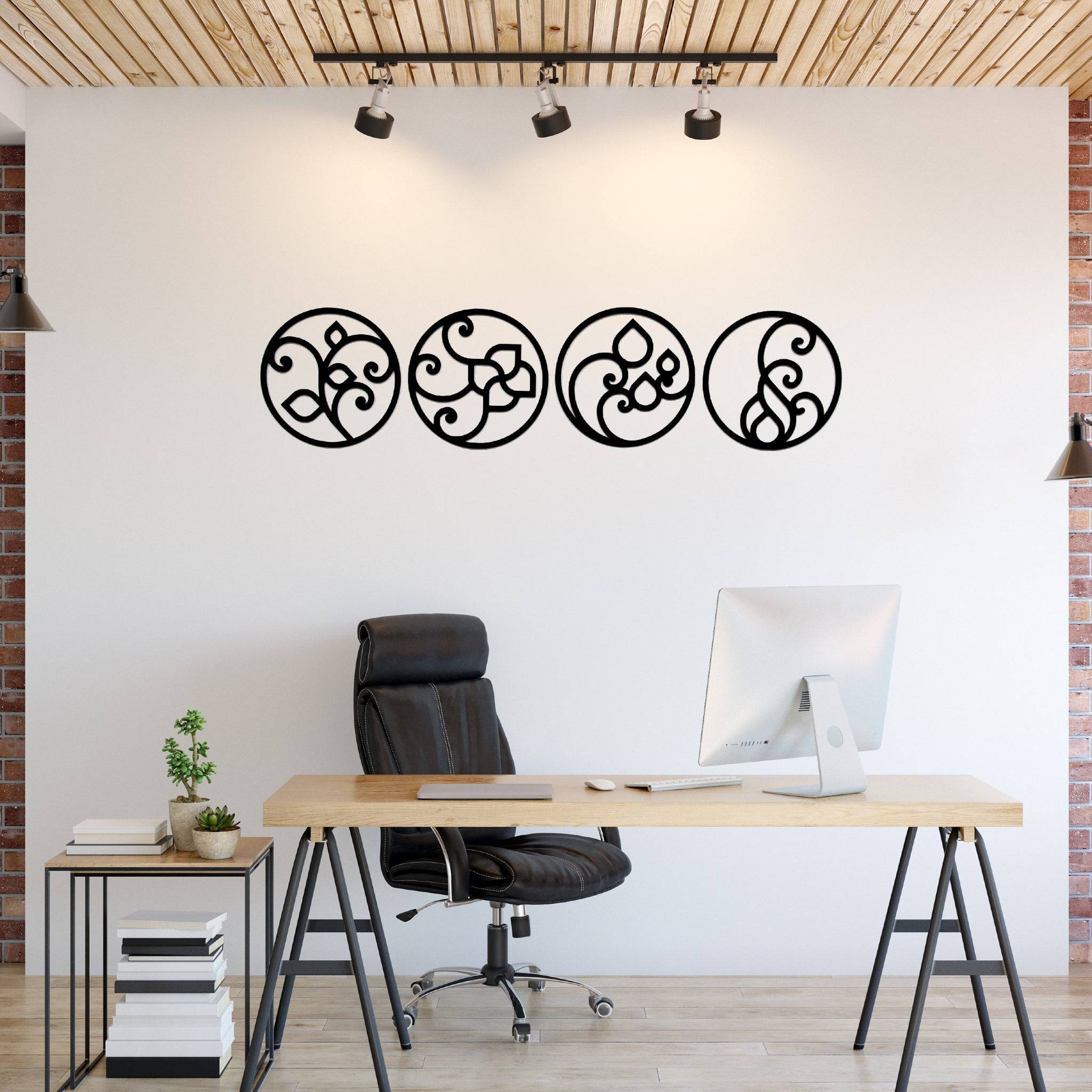 Four Circle Elements - Metal Wall Art