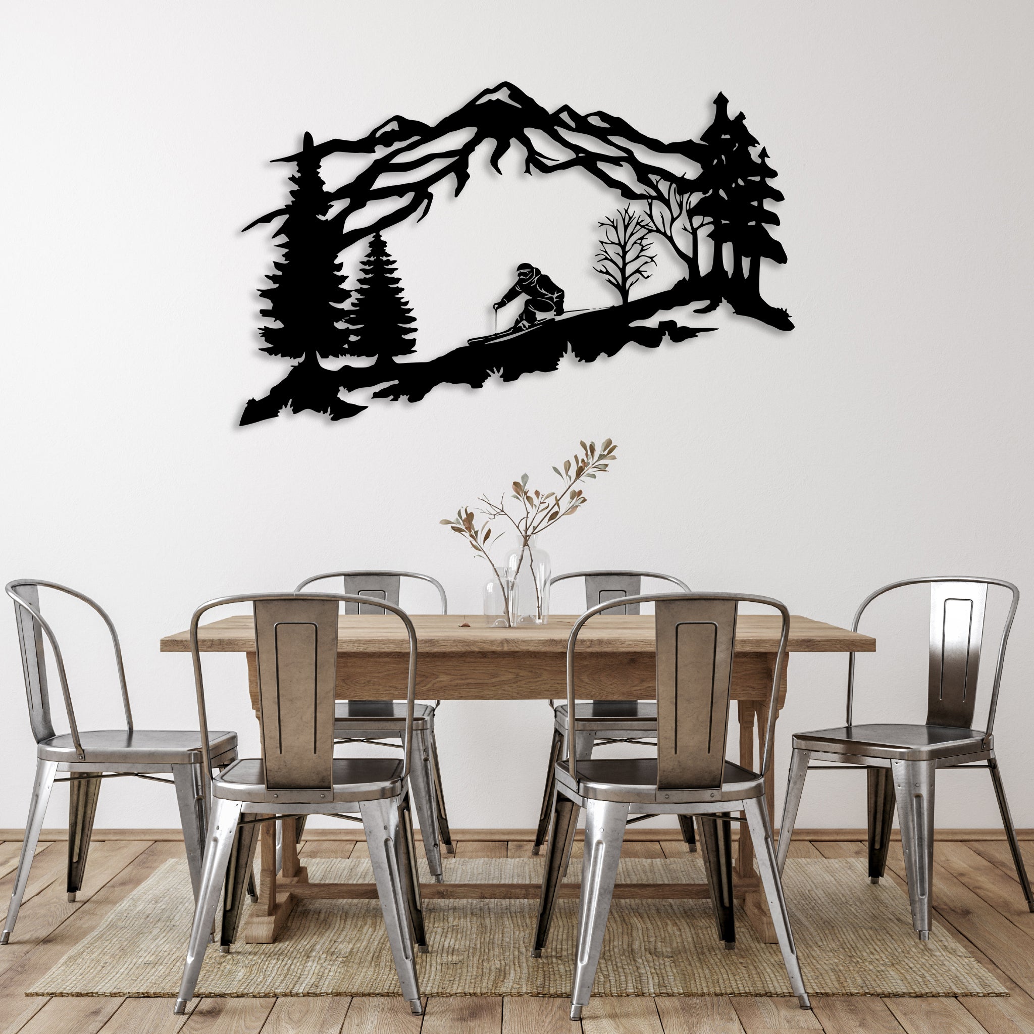 Image of Mountain Skier - Metal Wall Art