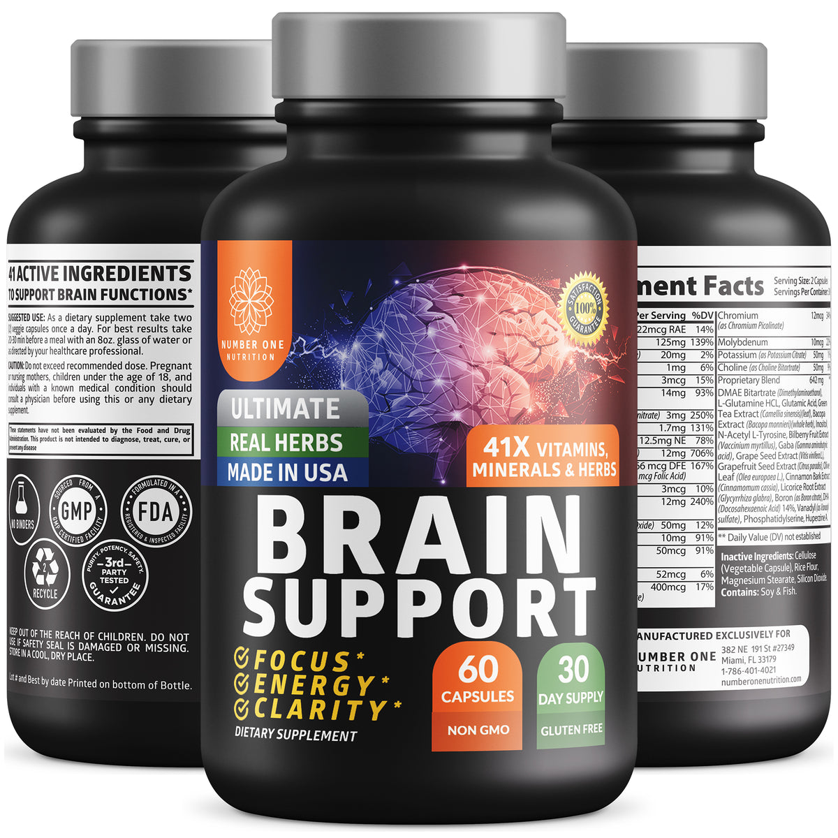 N1N Brain Supplement Nootropics [41X Potent Ingredients] All Natural ...