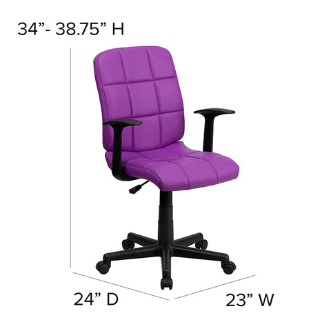 purple office chair with arms Vinyl upholstery