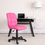 Mid-Back Pink Quilted Vinyl Swivel Task Office Chair GO-1691-1-PINK-GG