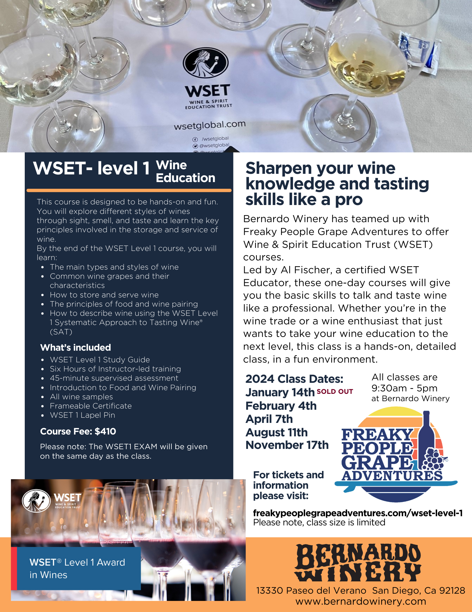 WSET LEVEL 1 and 2 - WINE EDUCATION COURSES WITH AL FISCHER – Bernardo  Winery