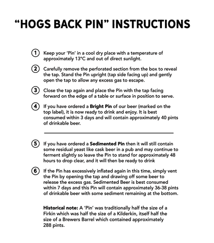 Hogs Back Pin instructions for beer boxes