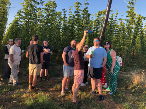 Taking selfies in the hop garden