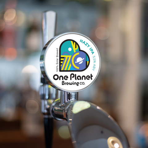 One Planet Brewing keg badge