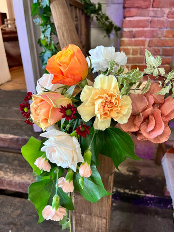 Flowers decorations at the wedding reception