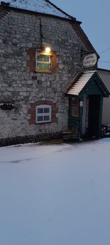 Snow at Hogs Back Brewery