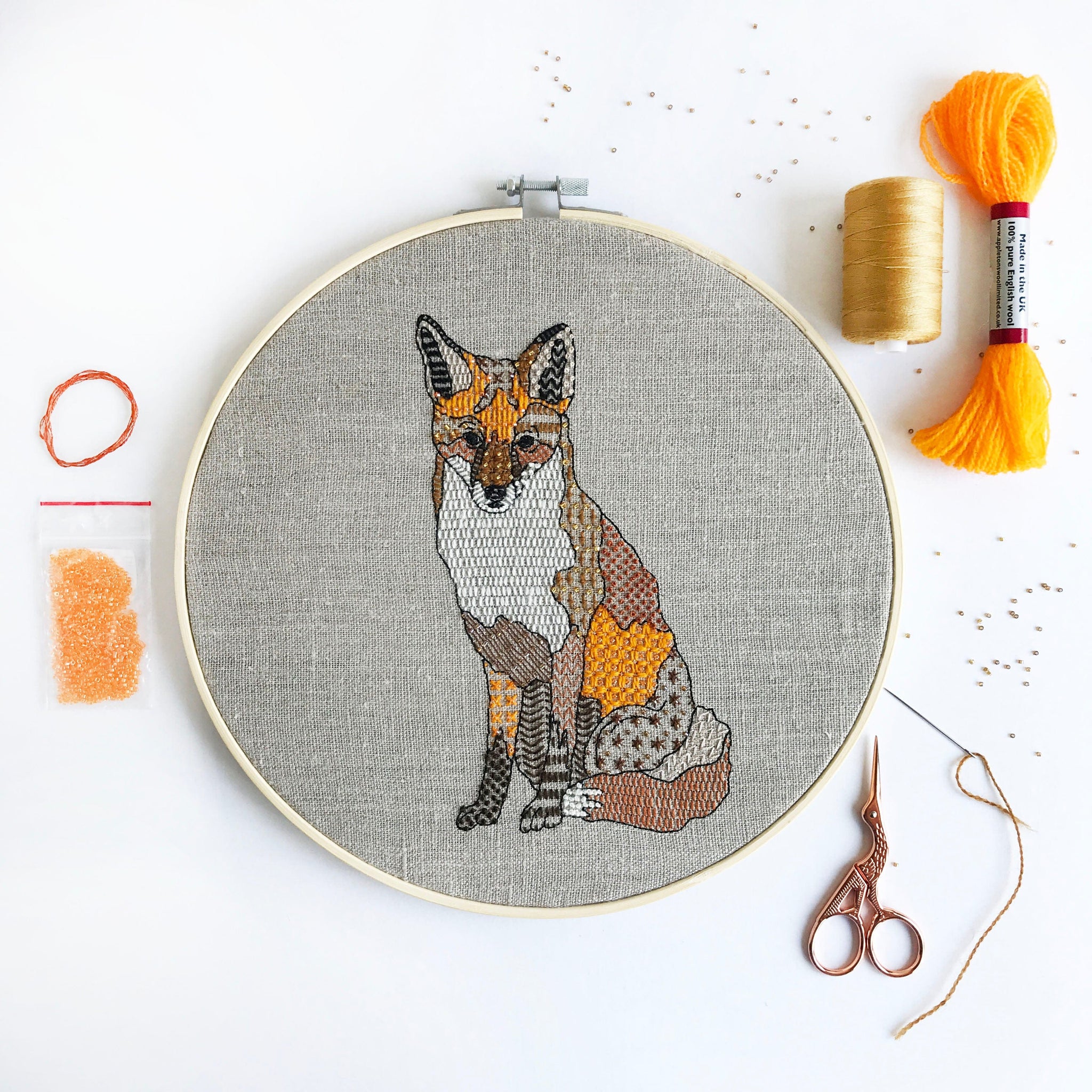 Red Fox Embroidery Kit Kirsty Freeman Design