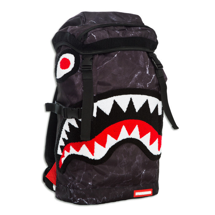 Sprayground Chenille Black Marble Shark Top Loader – Beyond Hype | Premier Streetwear
