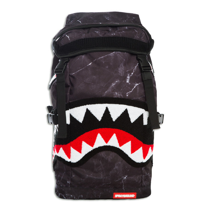 Sprayground Chenille Black Marble Shark Top Loader – Beyond Hype | Premier Streetwear