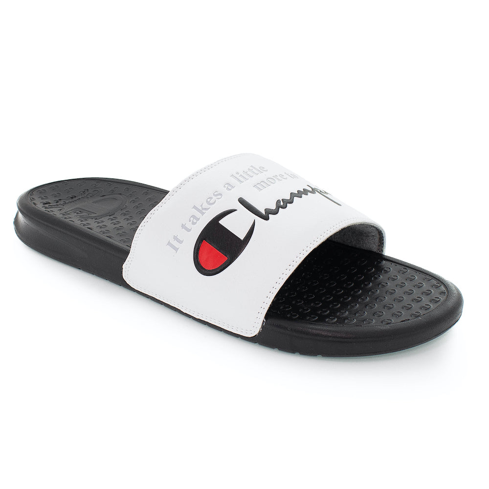 white and black champion slides