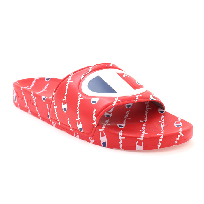 red and white champion slides