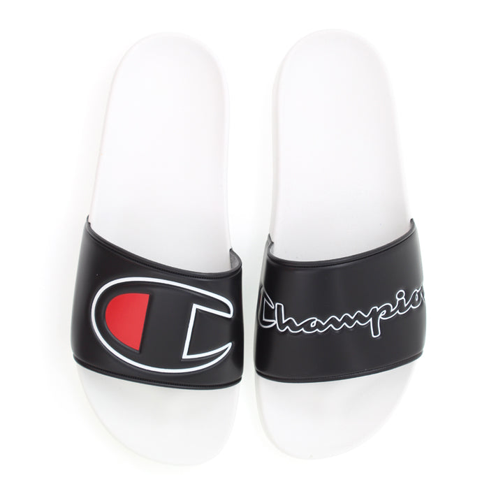 champion ipo black & white slide sandals