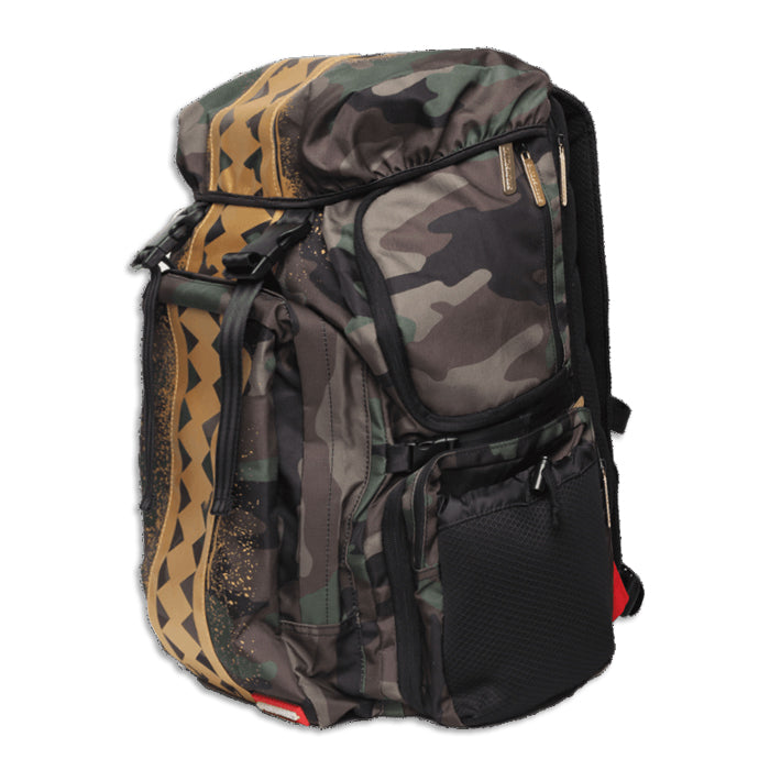 sprayground black and gold backpack