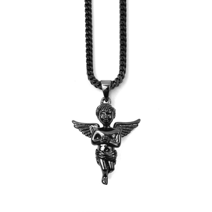 Gold Gods Angel Black Rhodium Necklace 