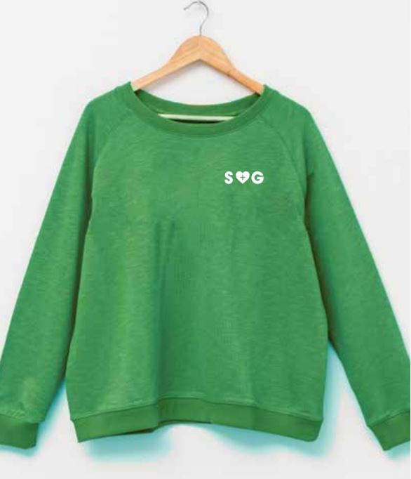 bright green sweater