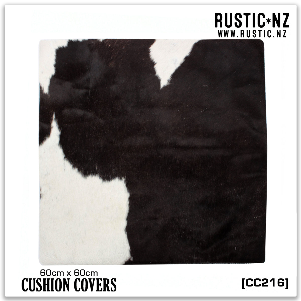 CC216 | Brown & White Cowhide Cushion Cover 60x60cm