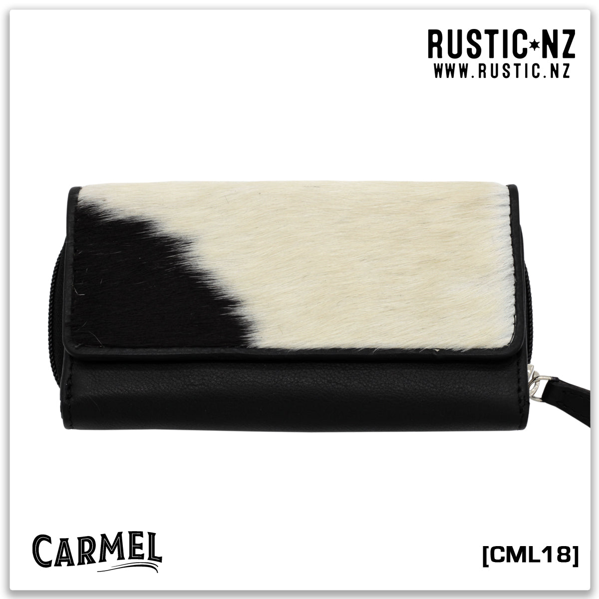 CML18 | Carmel Wallet Black & White, Black leather