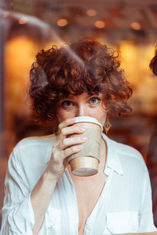 curly red hair coffee