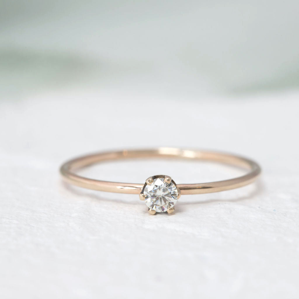 "Aster" dainty birthstone ring in moissanite