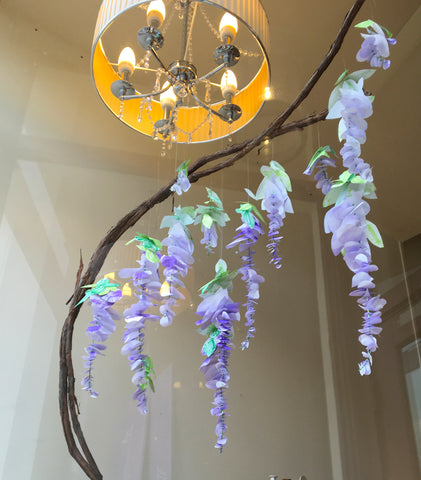finished handmade paper wisteria plant