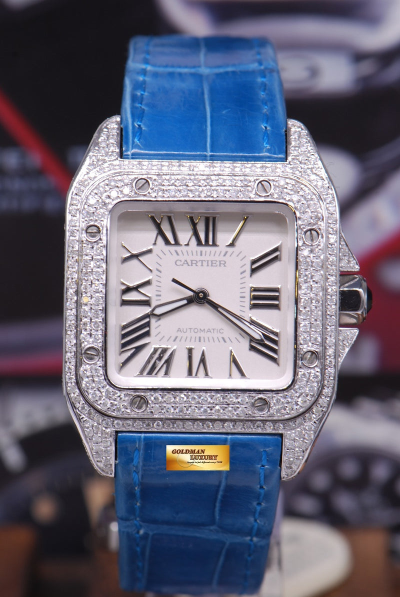 cartier santos 100 blue diamond