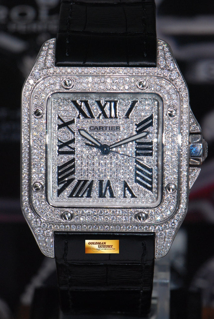 cartier santos 100 with diamonds