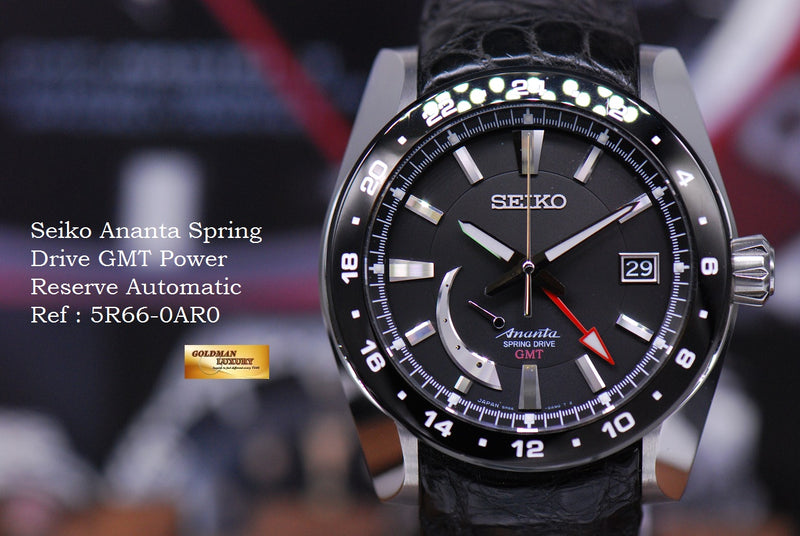 SOLD] SEIKO ANANTA SPRING DRIVE GMT AUTOMATIC SNR021J BLACK (NEAR MIN –  Goldman Luxury