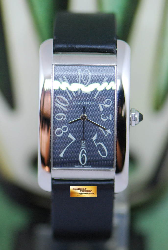 CARTIER TANK AMERICAINE LARGE 18K WHITE GOLD AUTOMATIC GREY DIAL 1741 ...