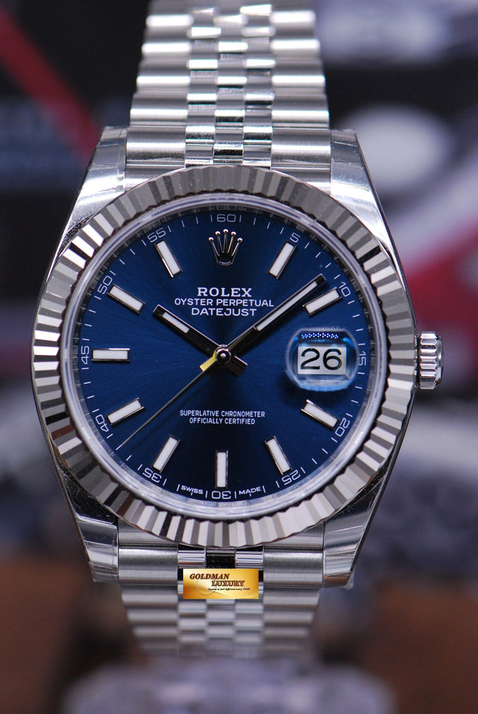 SOLD ROLEX OYSTER PERPETUAL DATEJUST 41 SS BLUE DIAL ...