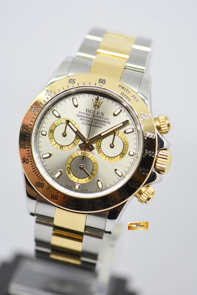 [SOLD] ROLEX OYSTER PERPETUAL DAYTONA HALF-GOLD IN BRACELET SILVER DIA ...